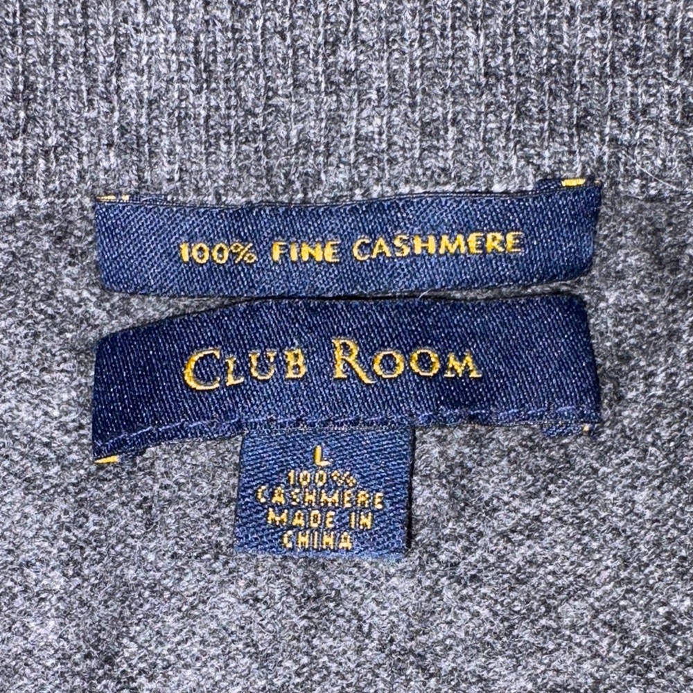 Club Room Charcoal V-Neck cashmere Sweater men’s size large - Picture 6 of 6